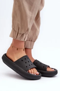 Damskie Piankowe Klapki Na Grubej Podeszwie Czarne Beula