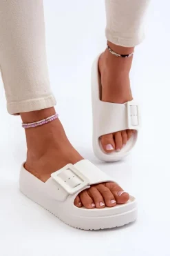 Damskie Piankowe Klapki Na Platformie Z Klamrą Big Star NN274A661 Białe