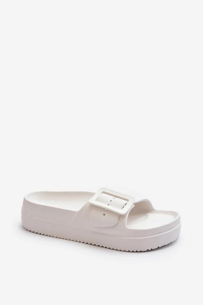 Damskie Piankowe Klapki Na Platformie Z Klamrą Big Star NN274A661 Białe