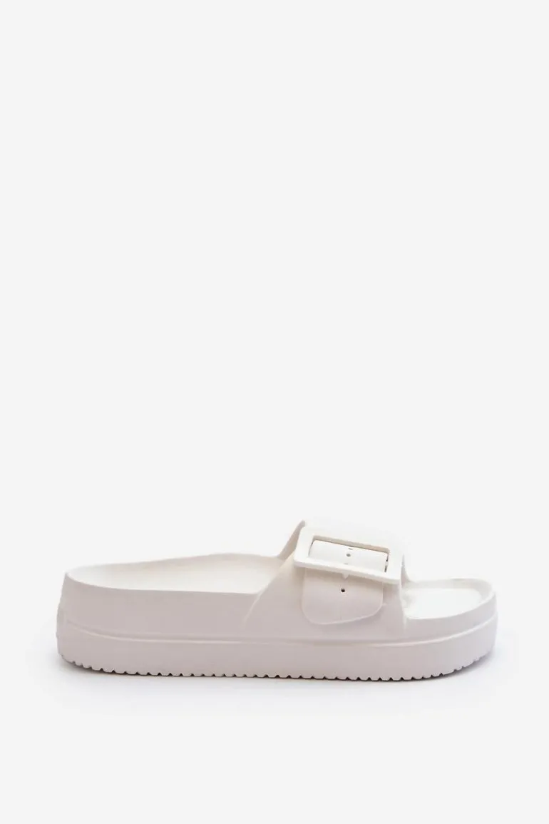 Damskie Piankowe Klapki Na Platformie Z Klamrą Big Star NN274A661 Białe