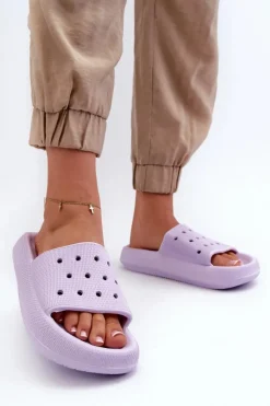 Damskie Piankowe Klapki Na Grubej Podeszwie Fioletowe Beula