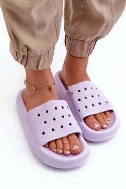 Damskie Piankowe Klapki Na Grubej Podeszwie Fioletowe Beula