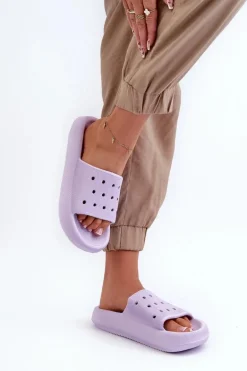 Damskie Piankowe Klapki Na Grubej Podeszwie Fioletowe Beula