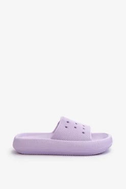 Damskie Piankowe Klapki Na Grubej Podeszwie Fioletowe Beula