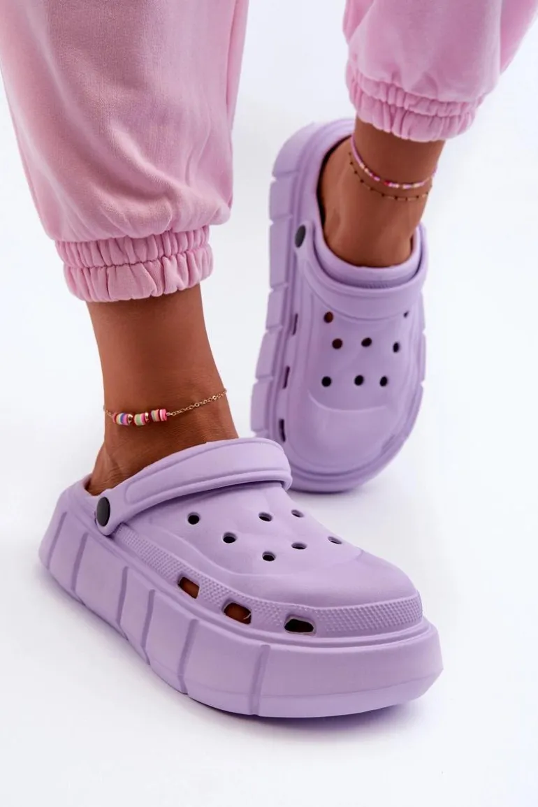 Damskie Piankowe Klapki Na Platformie Fioletowe Beckett
