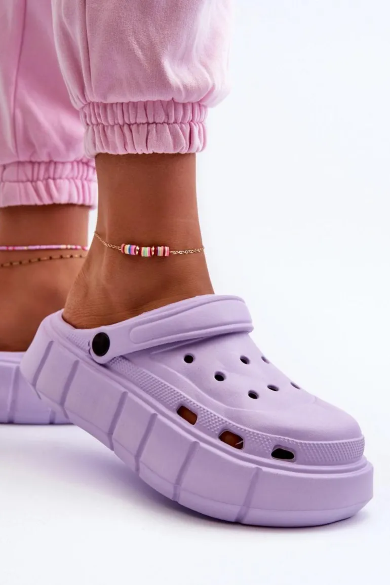 Damskie Piankowe Klapki Na Platformie Fioletowe Beckett