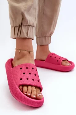 Damskie Piankowe Klapki Na Grubej Podeszwie Fuksja Beula