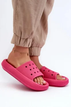 Damskie Piankowe Klapki Na Grubej Podeszwie Fuksja Beula