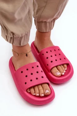 Damskie Piankowe Klapki Na Grubej Podeszwie Fuksja Beula