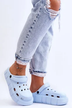 Damskie Piankowe Klapki Na Platformie Jasnoniebieskie Beckett