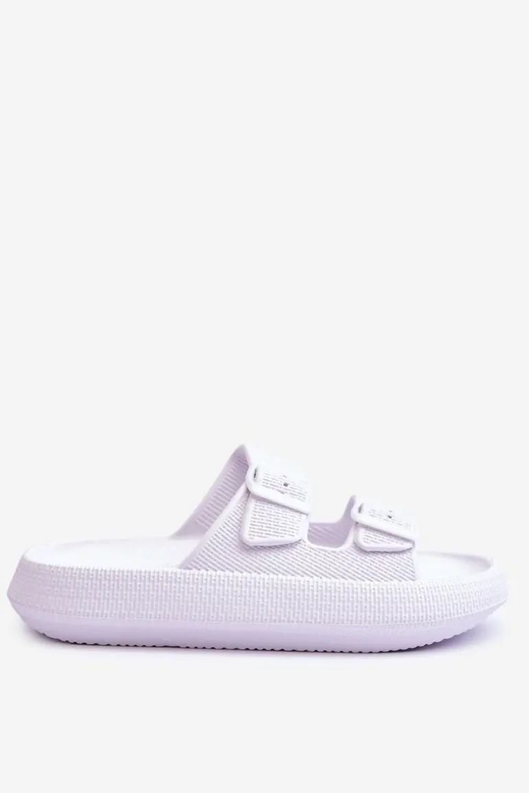 Damskie Piankowe Klapki Z Paskami Białe Sharmen