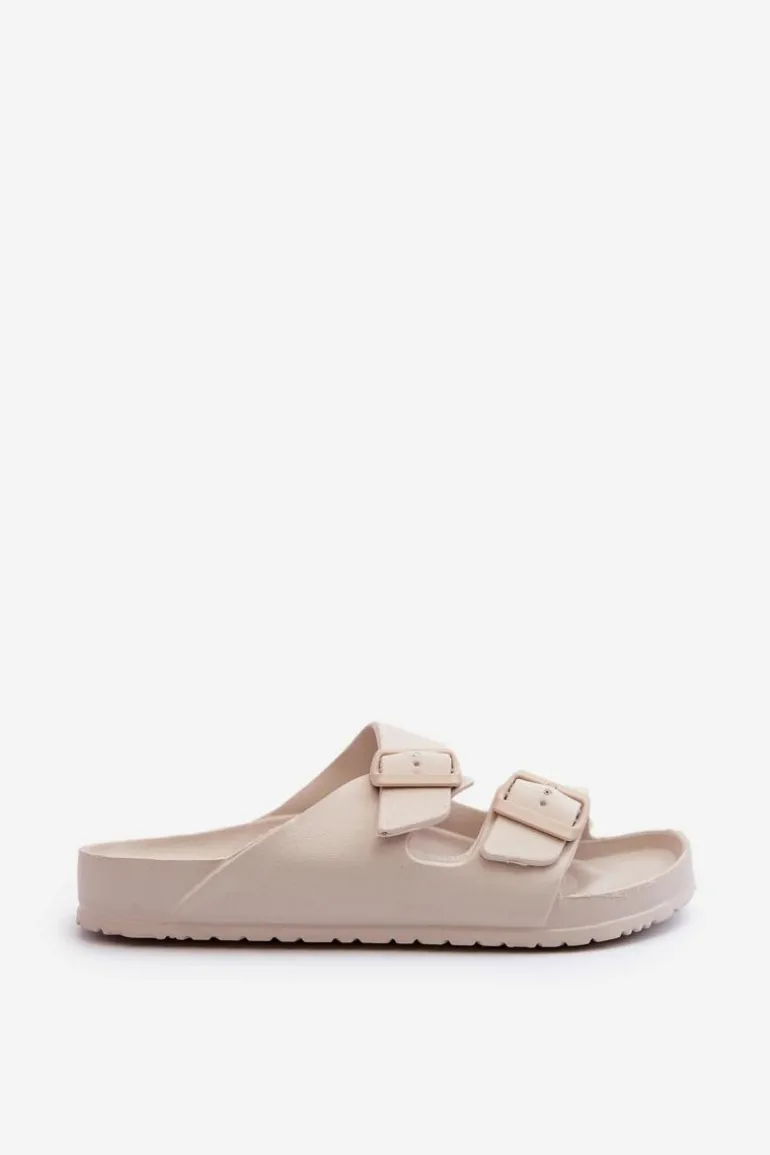 Damskie Piankowe Klapki Z Klamrami Beżowe Luciene