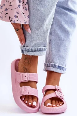 Damskie Piankowe Klapki Z Paskami Różowe Sharmen