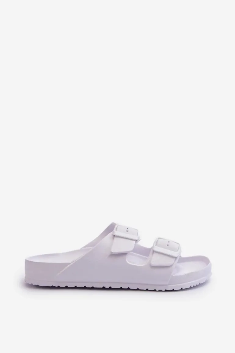 Damskie Piankowe Klapki Z Klamrami Białe Luciene