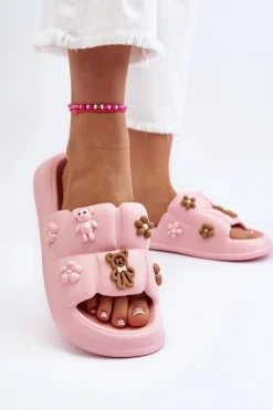 Damskie Piankowe Klapki Z Ozdobami Różowe Cambrina