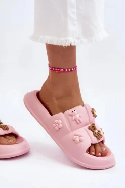 Damskie Piankowe Klapki Z Ozdobami Różowe Cambrina