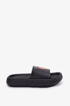 Damskie Piankowe Klapki Z Misiem Czarne Lalon