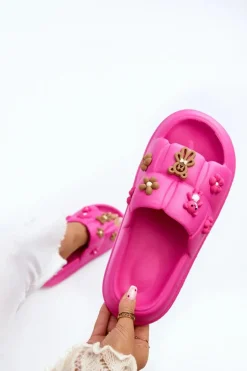 Damskie Piankowe Klapki Z Ozdobami Fuksja Cambrina