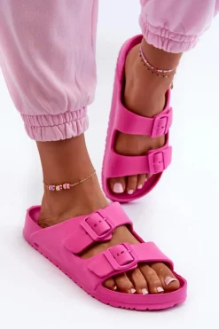 Damskie Piankowe Klapki Z Klamrami Fuksja Luciene