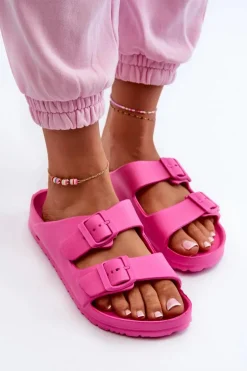 Damskie Piankowe Klapki Z Klamrami Fuksja Luciene