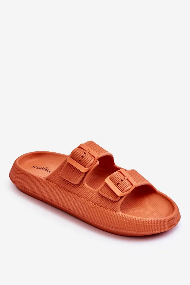 Damskie Piankowe Klapki Z Paskami Pomarańczowe Sharmen