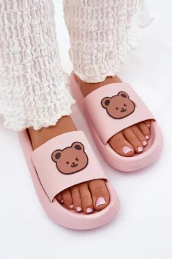 Damskie Piankowe Klapki Z Misiem Różowe Lalon