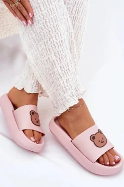 Damskie Piankowe Klapki Z Misiem Różowe Lalon