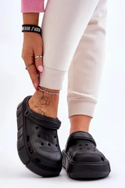 Damskie Piankowe Kroksy Na Platformie Czarne Beckett