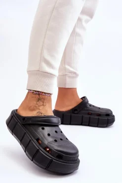 Damskie Piankowe Kroksy Na Platformie Czarne Beckett