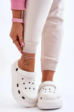 Damskie Piankowe Kroksy Na Platformie Białe Beckett