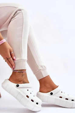 Damskie Piankowe Kroksy Na Platformie Białe Beckett