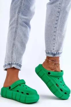 Damskie Piankowe Kroksy Na Platformie Zielone Beckett