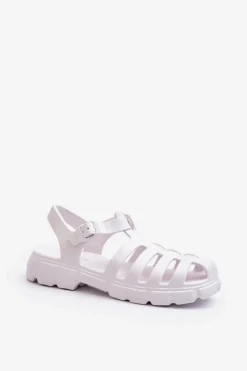 Damskie Piankowe Sandały Rzymianki Białe Gasaria