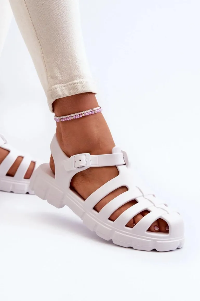 Damskie Piankowe Sandały Rzymianki Białe Gasaria