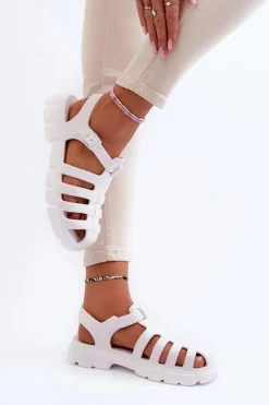 Damskie Piankowe Sandały Rzymianki Białe Gasaria