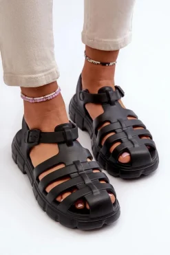 Damskie Piankowe Sandały Rzymianki Czarne Gasaria