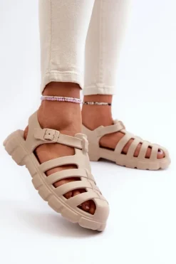 Damskie Piankowe Sandały Rzymianki Beżowe Gasaria
