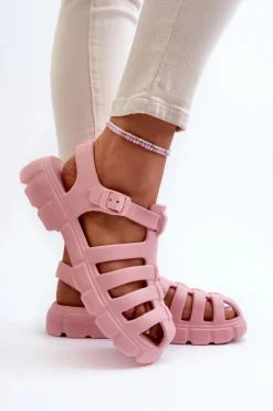 Damskie Piankowe Sandały Rzymianki Różowe Gasaria