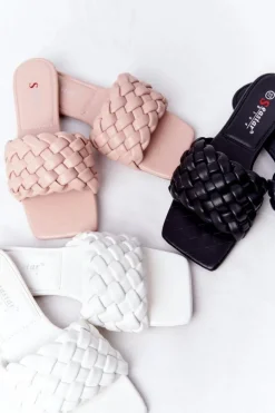 Damskie Plecione Klapki Beżowe Cheryl