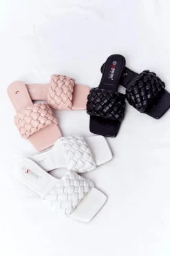 Damskie Plecione Klapki Białe Cheryl