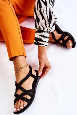 Damskie Plecione Sandały Czarne Marell