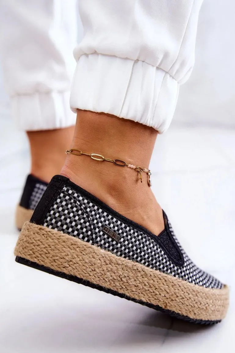 Damskie Plecione Tenisówki Slip On Big Star JJ274395 Czarne