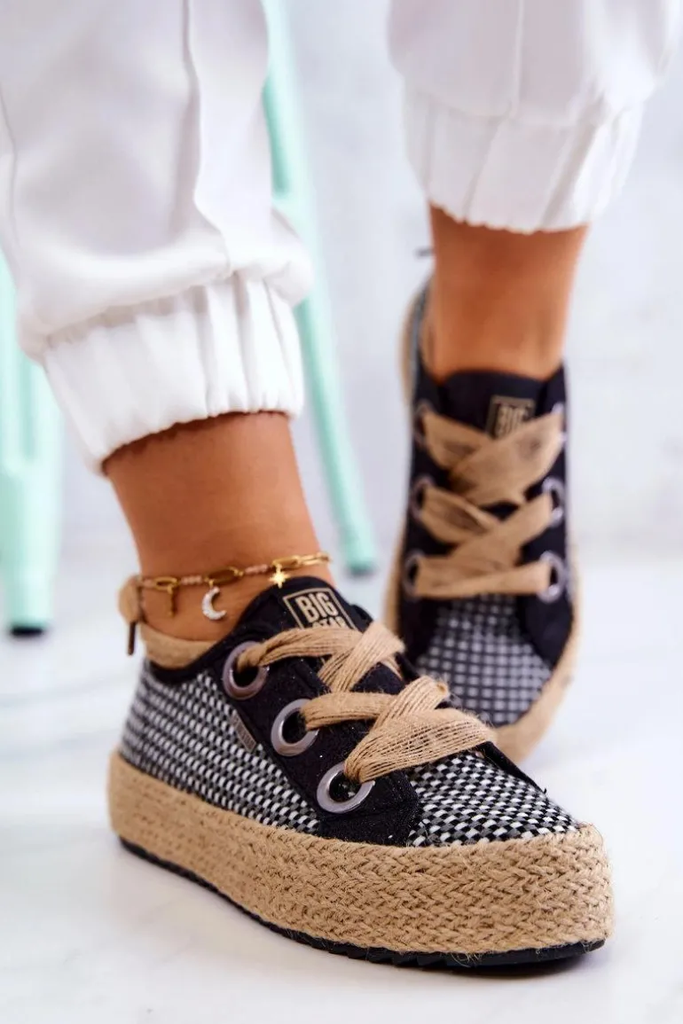 Damskie Plecione Tenisówki Big Star JJ274393 Czarne