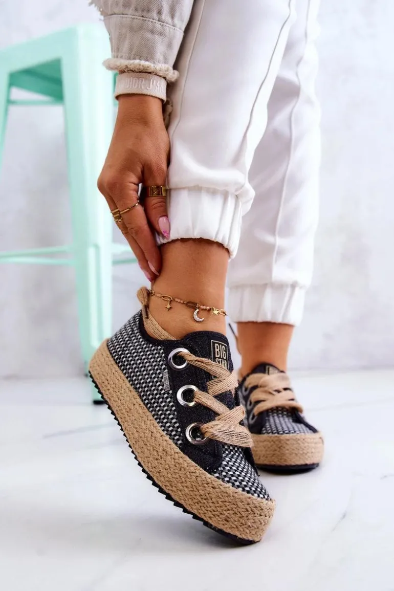 Damskie Plecione Tenisówki Big Star JJ274393 Czarne