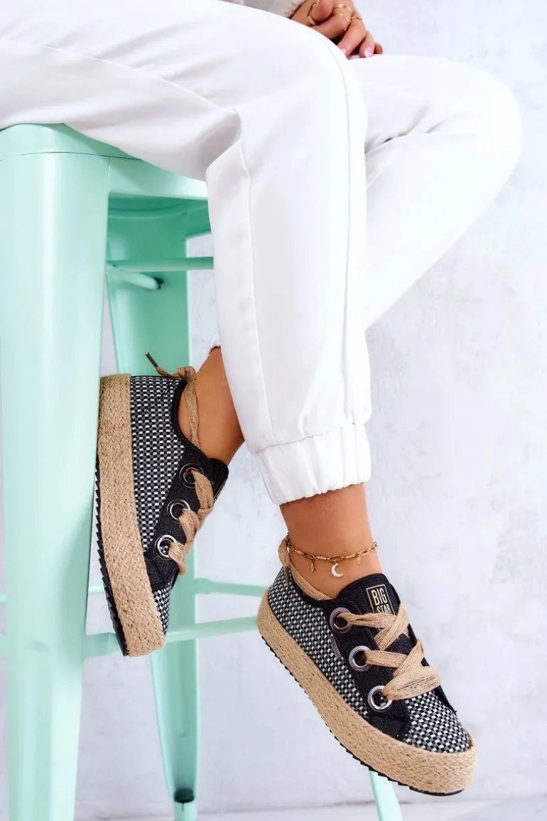 Damskie Plecione Tenisówki Big Star JJ274393 Czarne