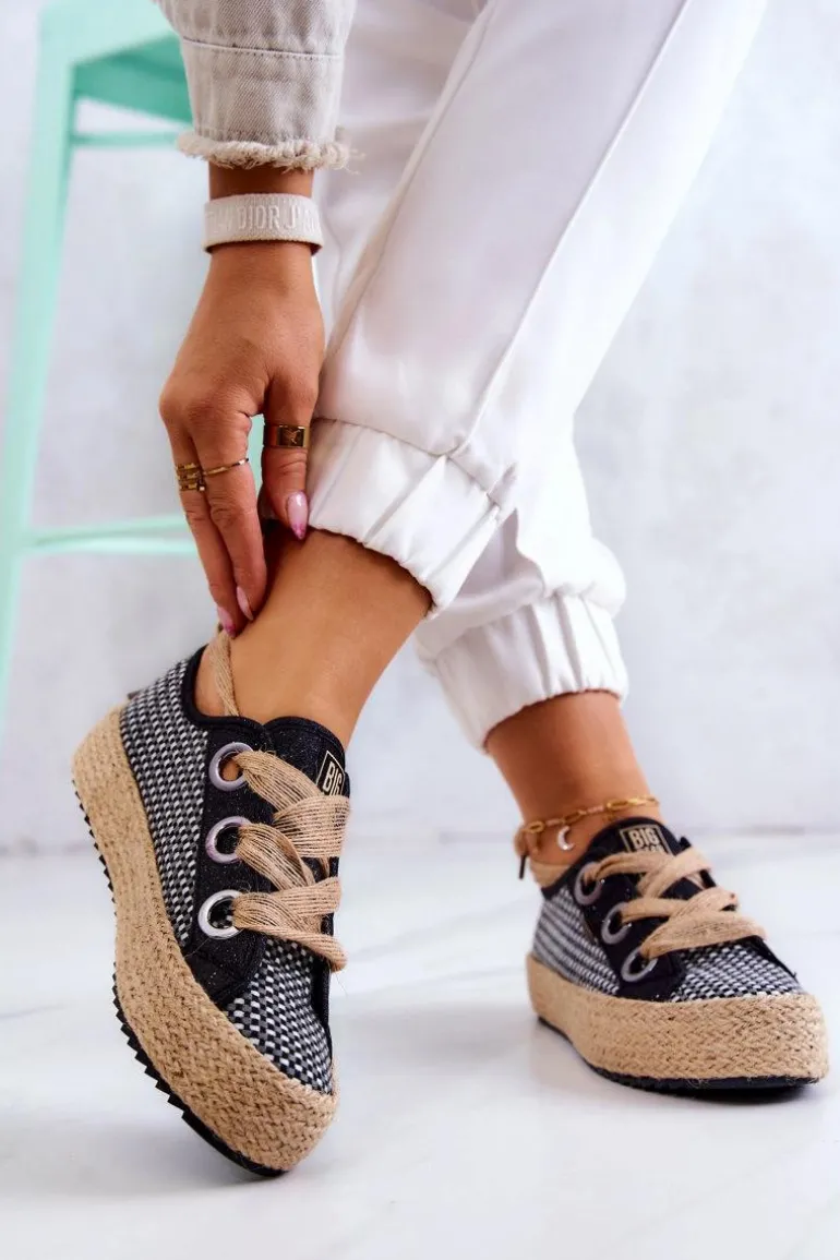 Damskie Plecione Tenisówki Big Star JJ274393 Czarne