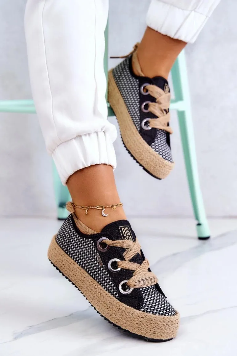 Damskie Plecione Tenisówki Big Star JJ274393 Czarne