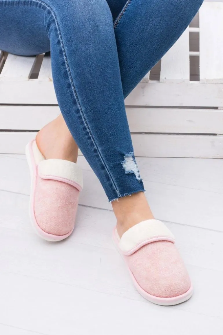 Damskie Różowe Domowe Klapki Papcie Sleepy