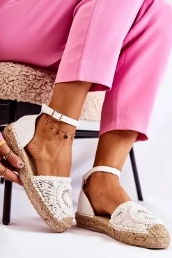 Damskie Sandałki Espadryle Ażurowe Białe Murillo