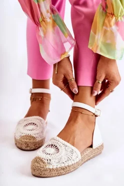 Damskie Sandałki Espadryle Ażurowe Białe Murillo